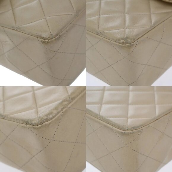 CHANEL CC Mini Matelasse Chain Shoulder Bag Leather Beige GHW Vintage 325RP048 - Picture 11 of 16